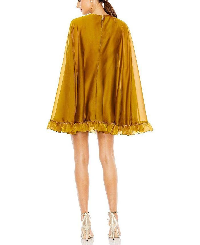 Mac Duggal High Neck Ruffle Hem Cape Mini Dress 3