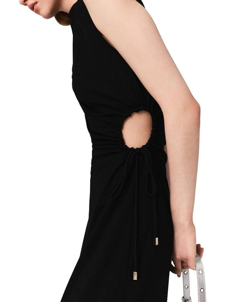 black dress maje Rhinestone Knit Maxi Dress Black