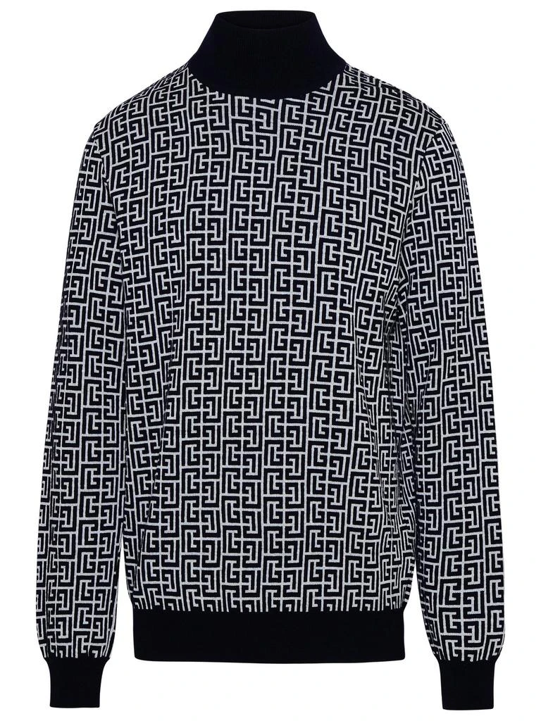 Balmain Balmain Monogram-Intarsia Knitted Roll-Neck Jumper from Cettire