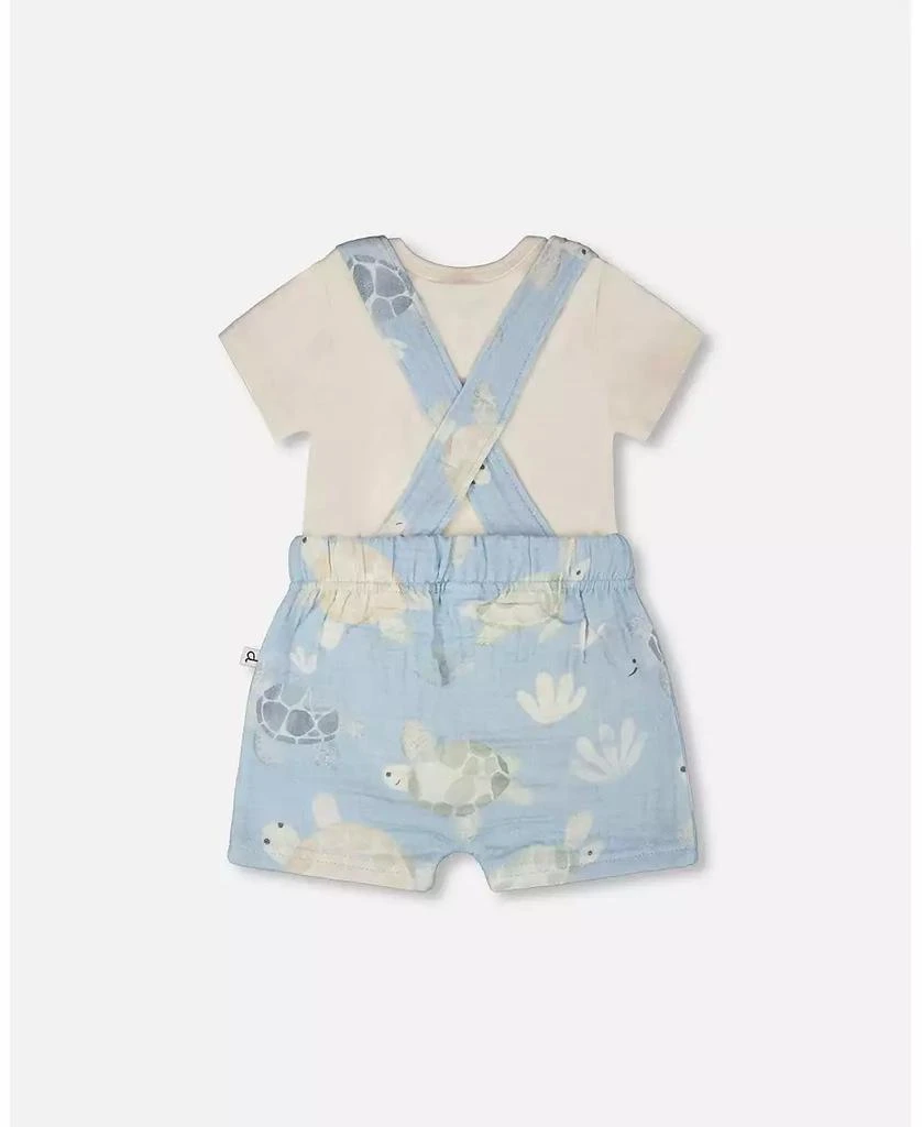Deux par Deux Baby Boys Cotton Jersey Onesie and Muslin Shortall Set 2