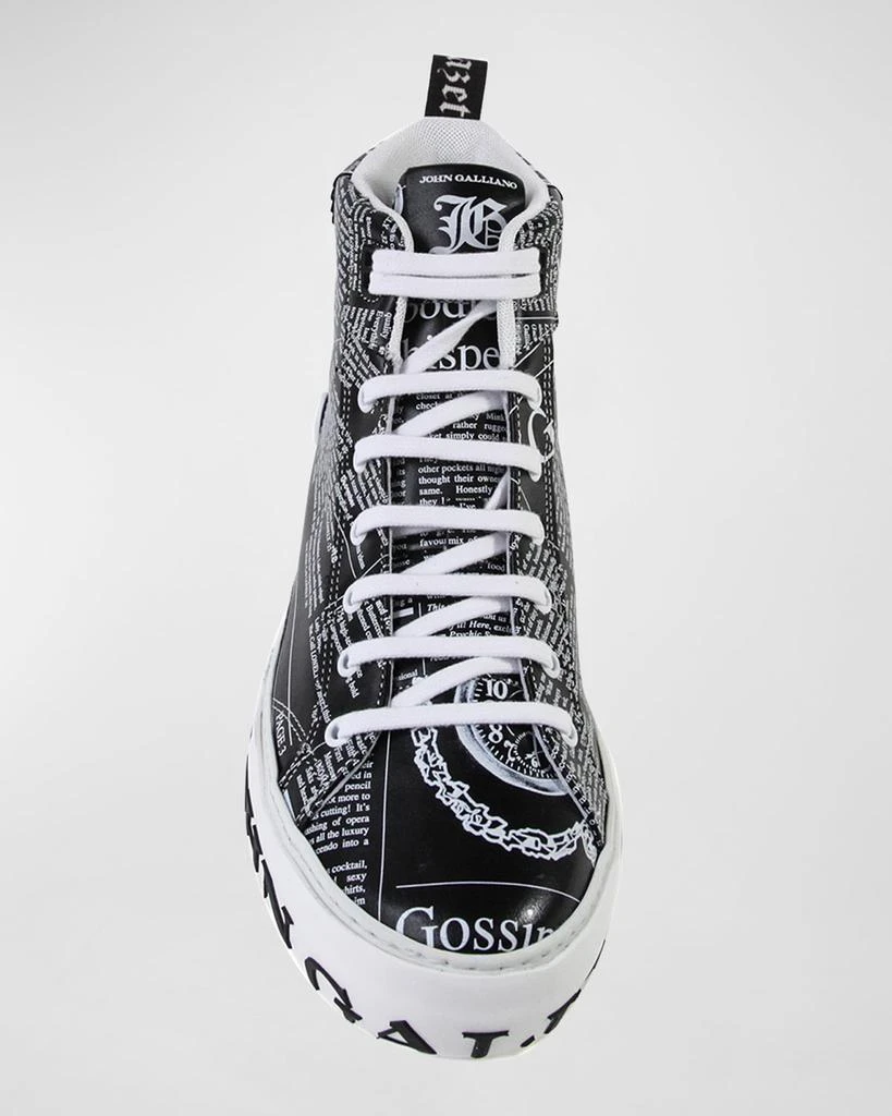 John Galliano Paris Men's Gazette High-Top Leather Chain Sneakers 5