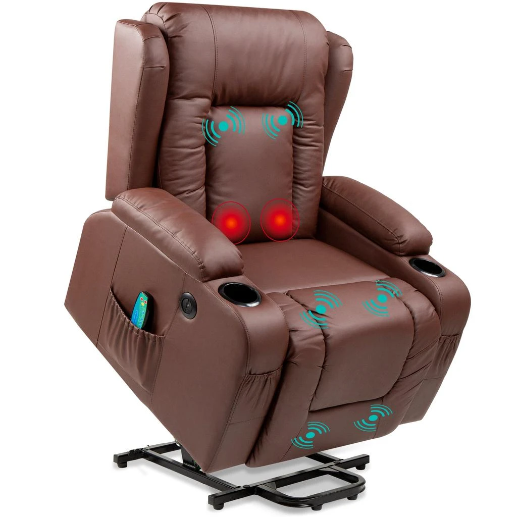 Best Choice Products Electric Power Lift Recliner Massage Chair Furniture w/ USB Port, Heat, Cupholders 13