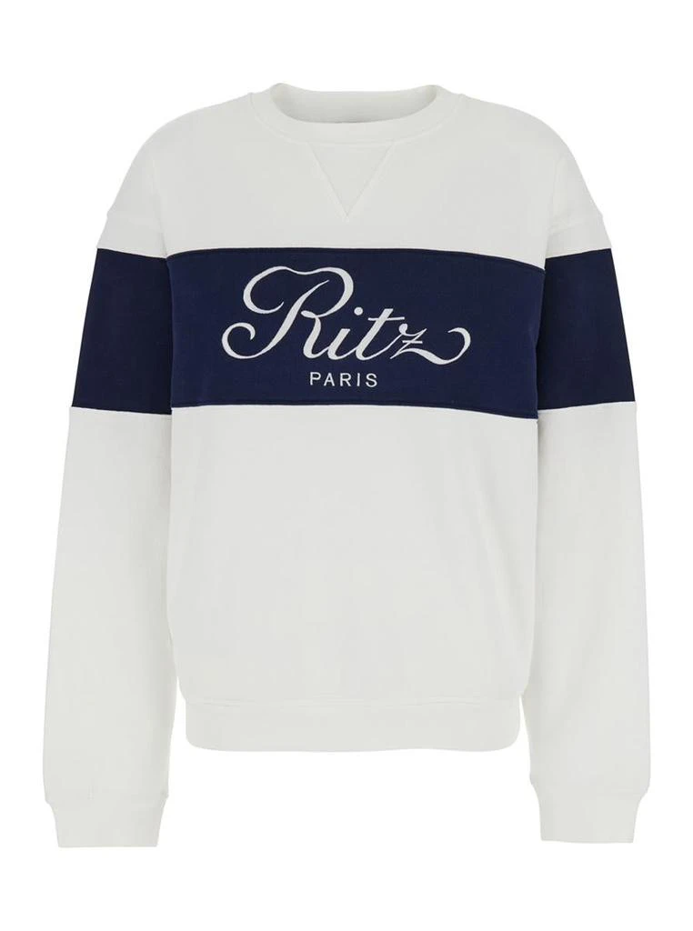 FRAME White Crewneck Sweatshirt With Contrasting Logo Print In Cotton Woman 1