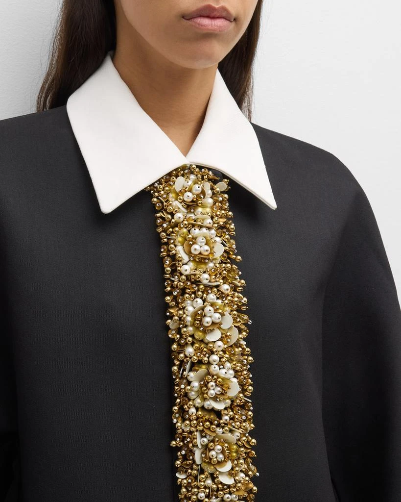 Dries Van Noten Roolsy Embellished Contrast-Collar Long Coat 5