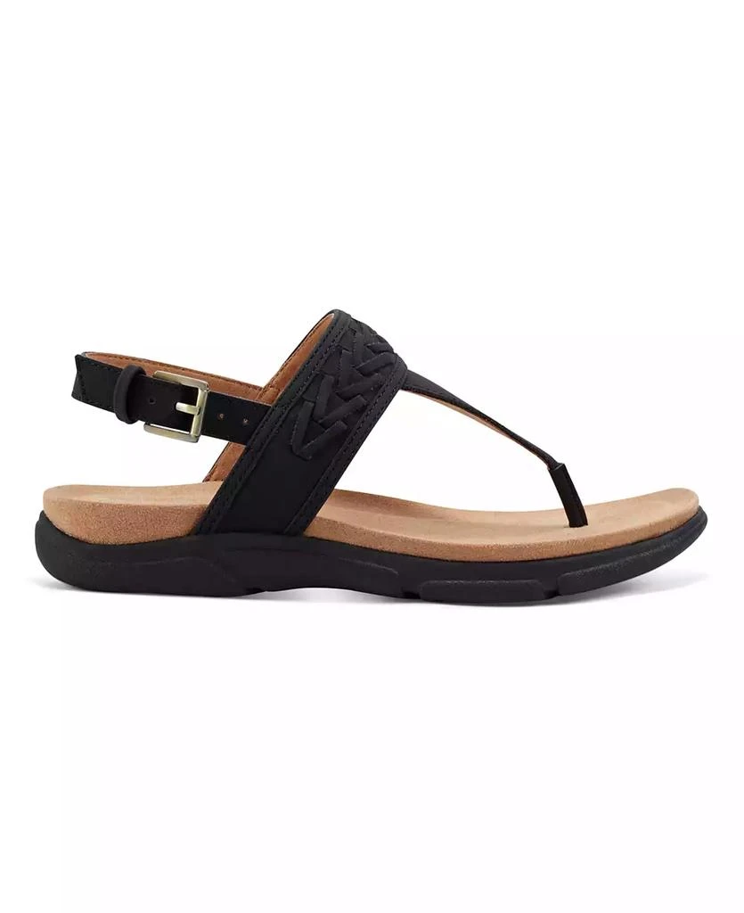 Easy Spirit Monte Woven T-Strap Faux Leather Flat Sandals 2