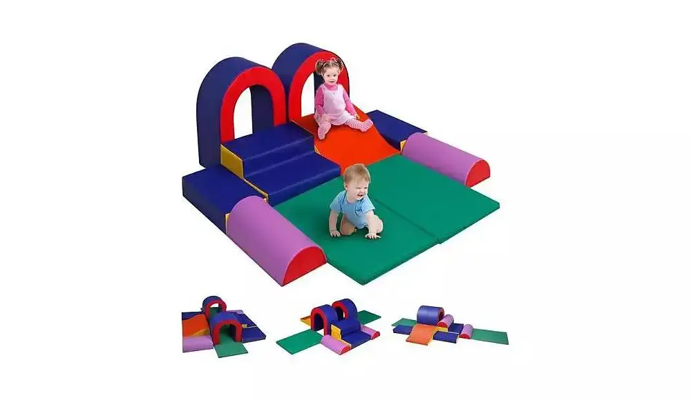 Kinder King 10-Piece Climb and Crawl Activity Play Set, Soft Foam Block for Climbing, Crawling and Sliding