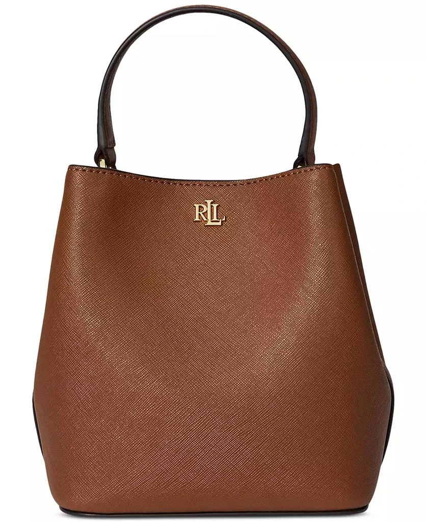 Ralph Lauren Crosshatch Leather Small Reese Bucket Bag