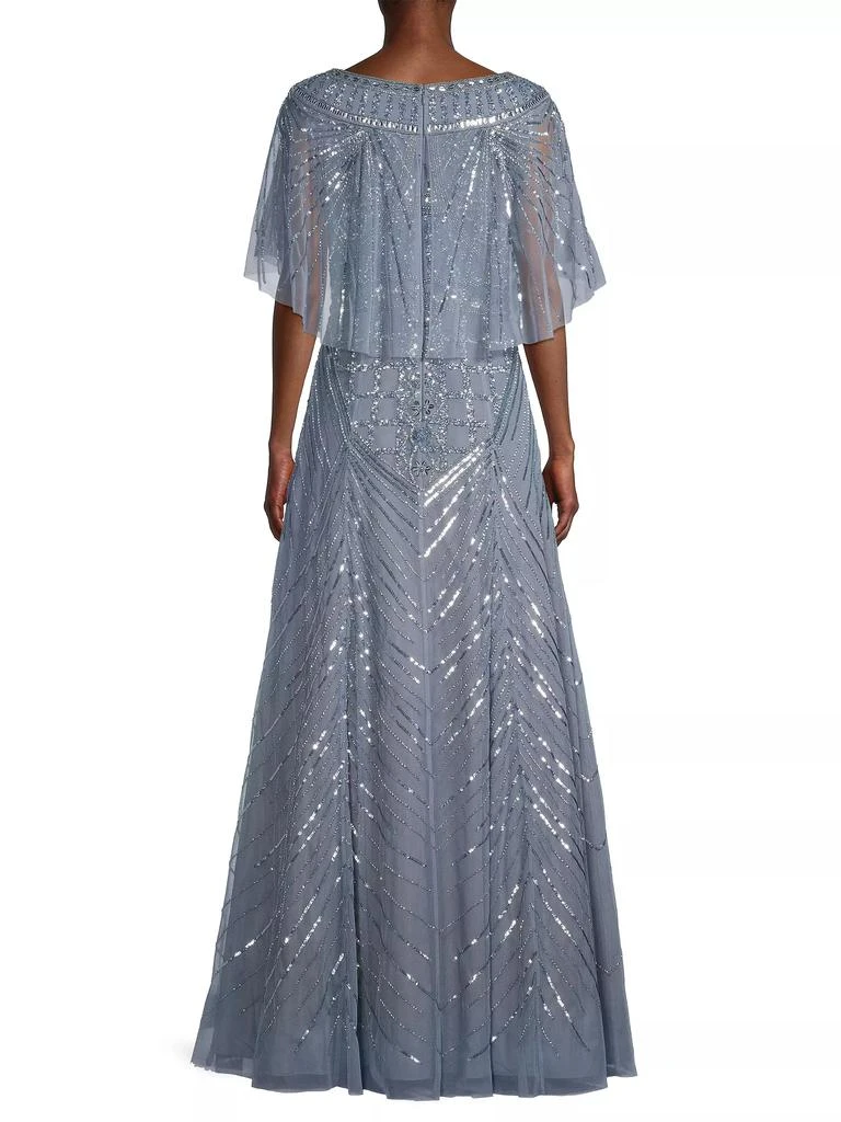 Aidan Mattox Beaded Cape A-Line Gown 5