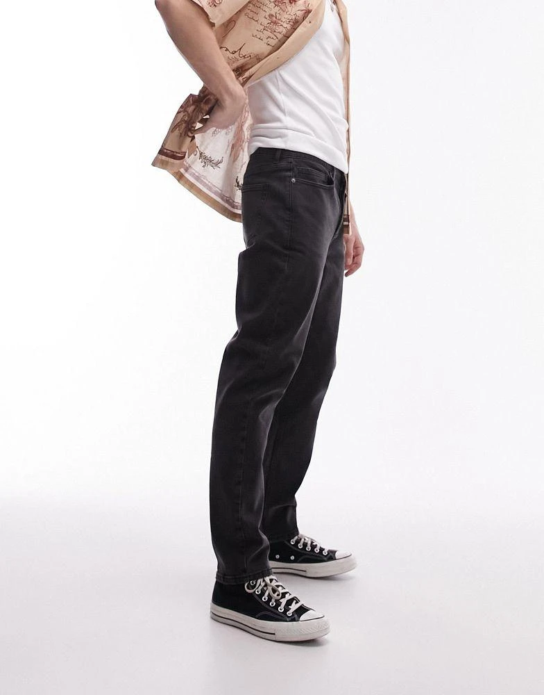 Topman Topman taper jeans in washed black 5