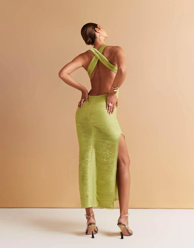 ASOS DESIGN metallic plisse cross back midi dress with gold shell trims in green On Sale Now with Up to 10% Off | Discover Exclusive Deals & Savings at BeyondStyle ASOS DESIGN metallic plisse cross back midi dress with gold shell trims in green On Sale Now with Up to 10% Off | Discover Exclusive Deals & Savings at BeyondStyle