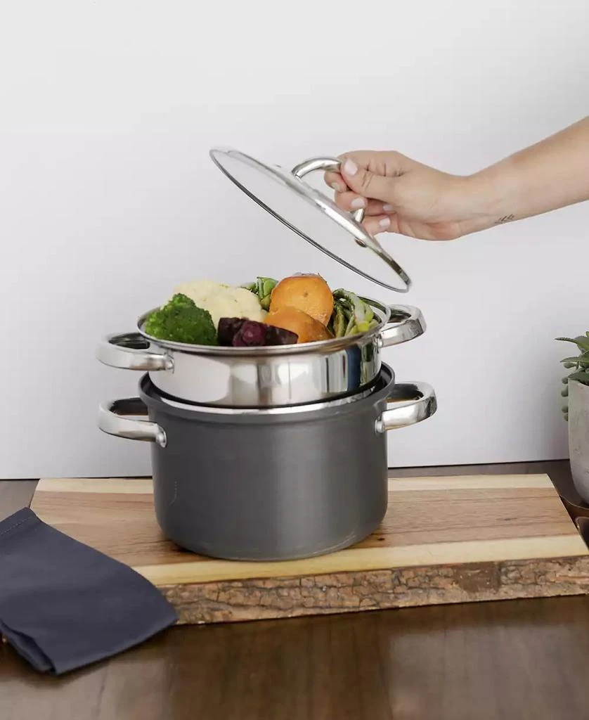 Sedona Kitchen Hard Anodized Aluminum 4-Qt. Multi Cooker with Glass Lid & Steam Tray 6
