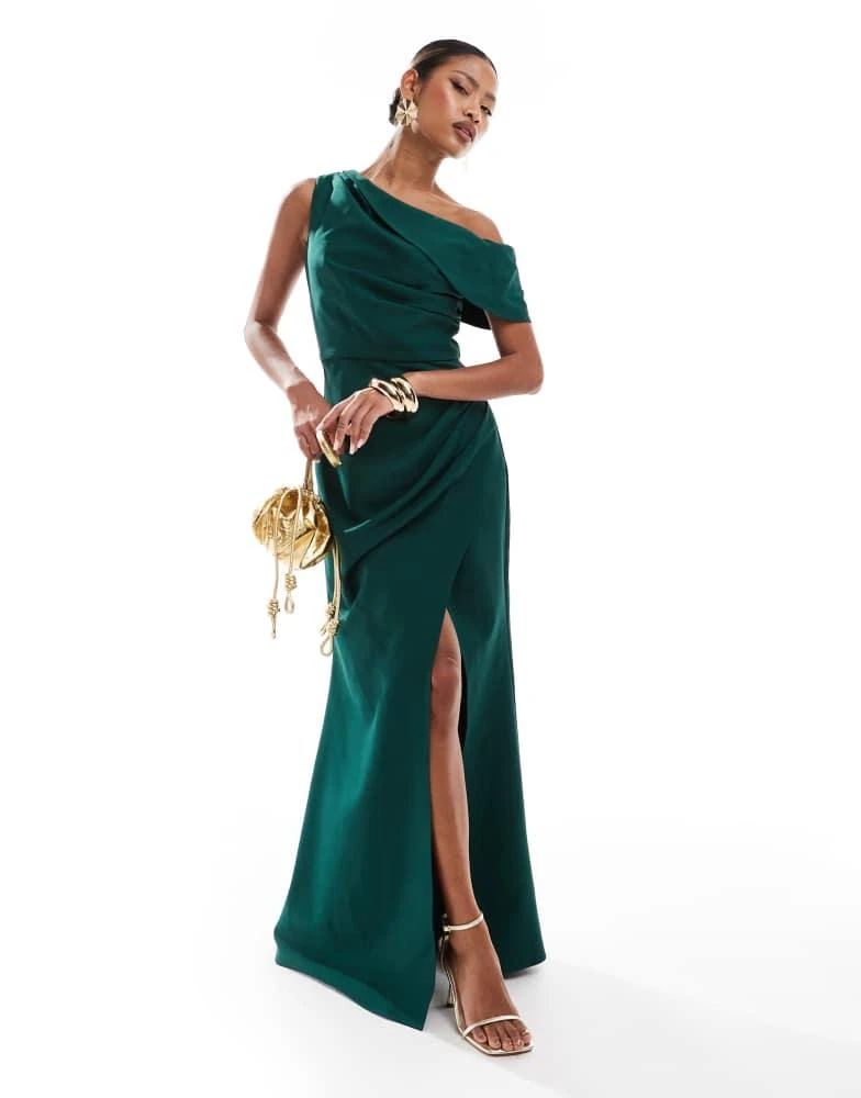 Jarlo Jarol off the shoulder slit maxi dress in emerald 4