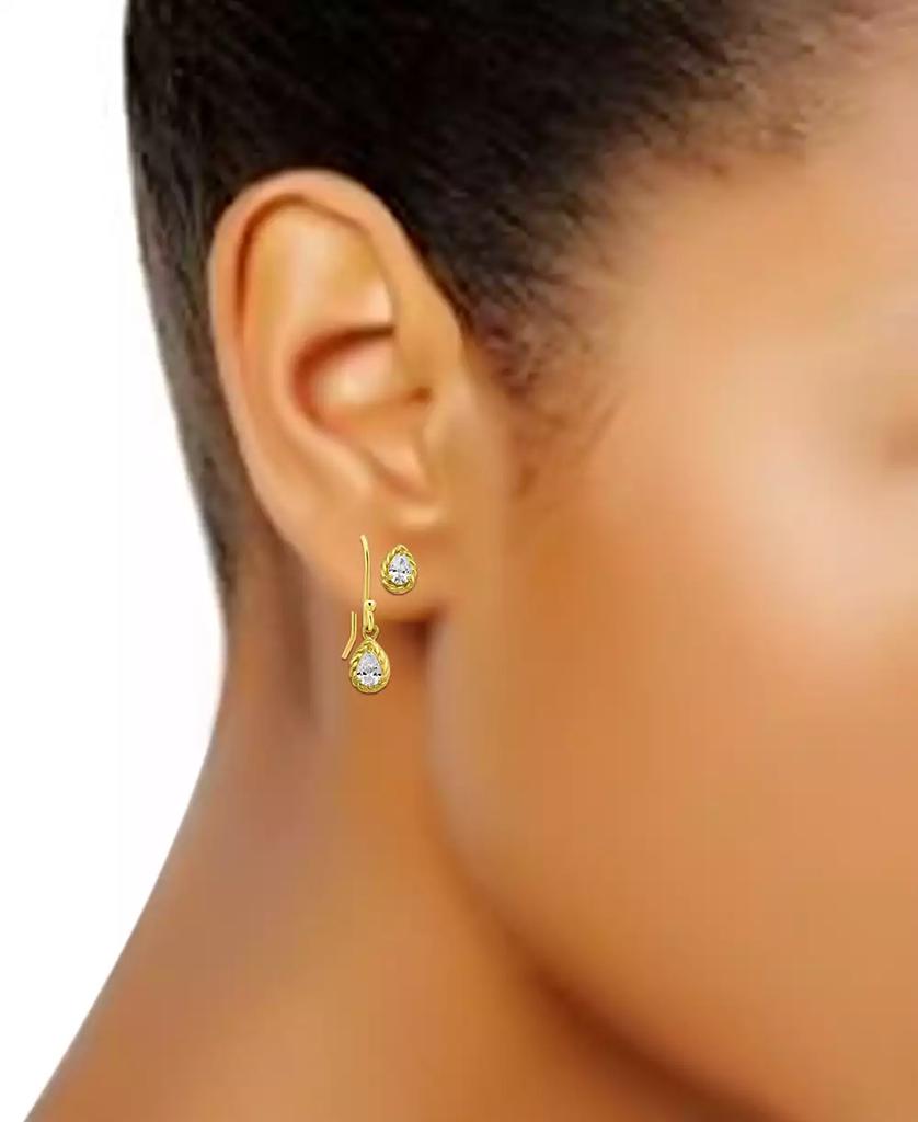 Giani Bernini 2-Pc. Set Cubic Zirconia Pear-Shaped Stud & Drop Earrings in 18k Yellow Gold over Sterling Silver, Exclusively at Macy's