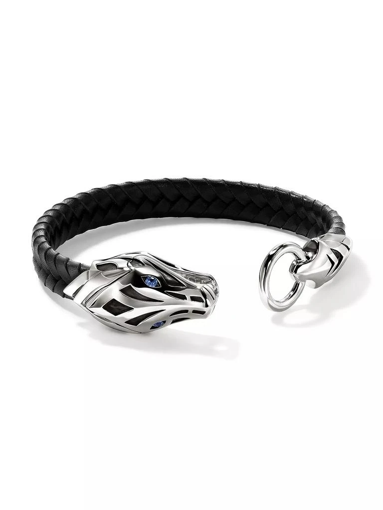 John Hardy Naga Sterling Silver, Leather & Blue Sapphire Bracelet 3
