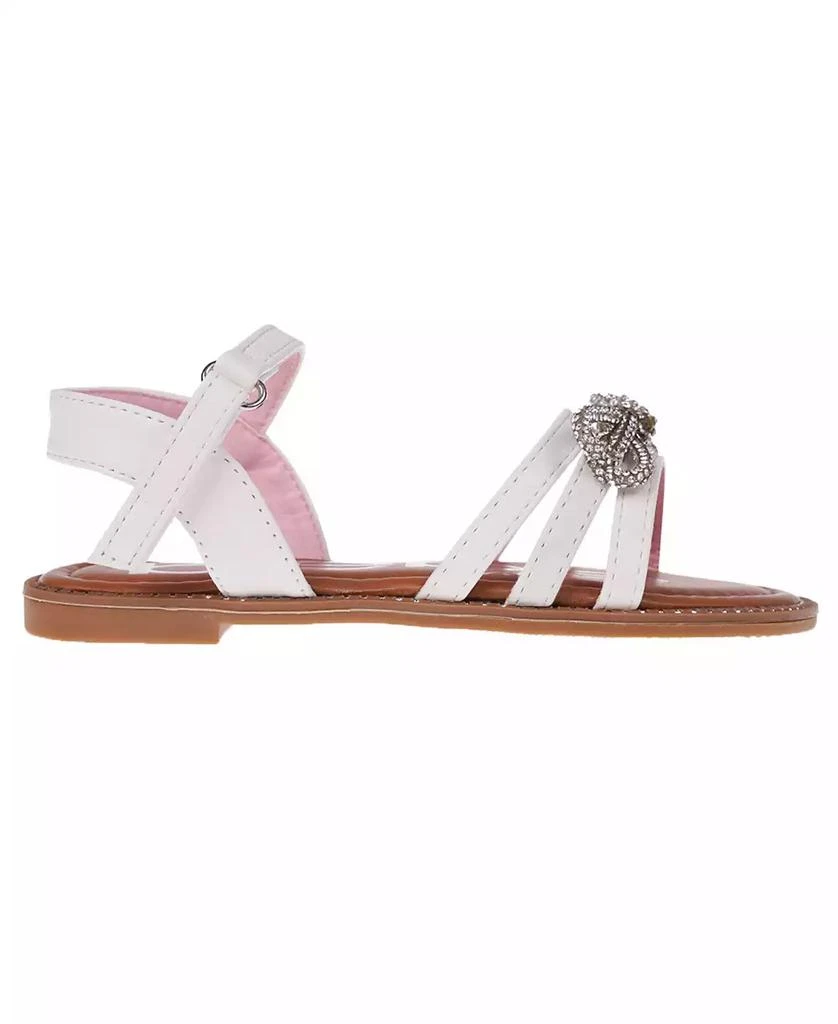 Bebe Big Girl's Strappy Sandal with Cute Rhinestone Tubular Bow Polyurethane Sandals 12