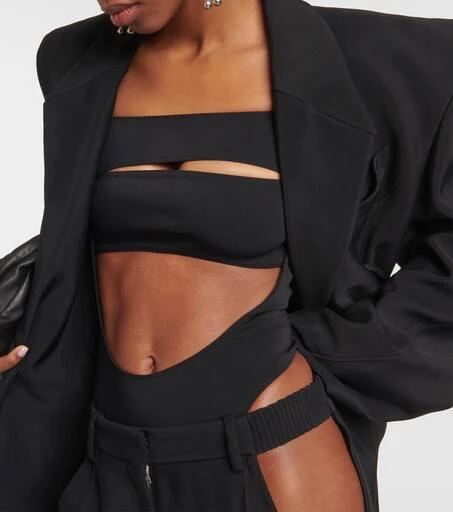 Mugler Circle off-shoulder cutout bodysuit 4