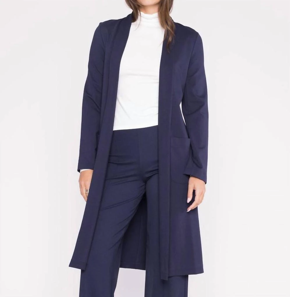 RIPLEY RADER Ponte Knit Smoking Jacket In Navy