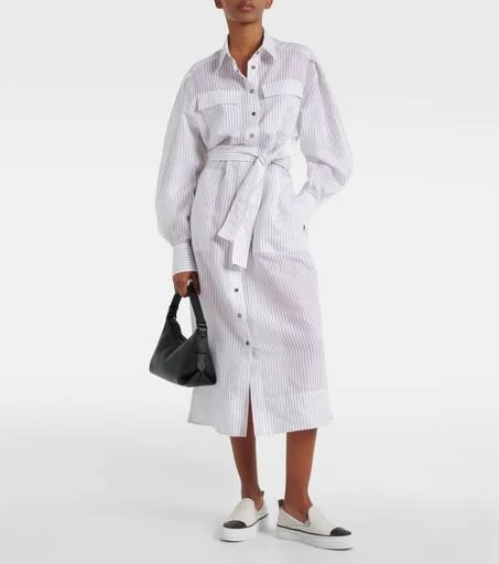 Brunello Cucinelli Striped cotton and silk-blend shirt dress 7