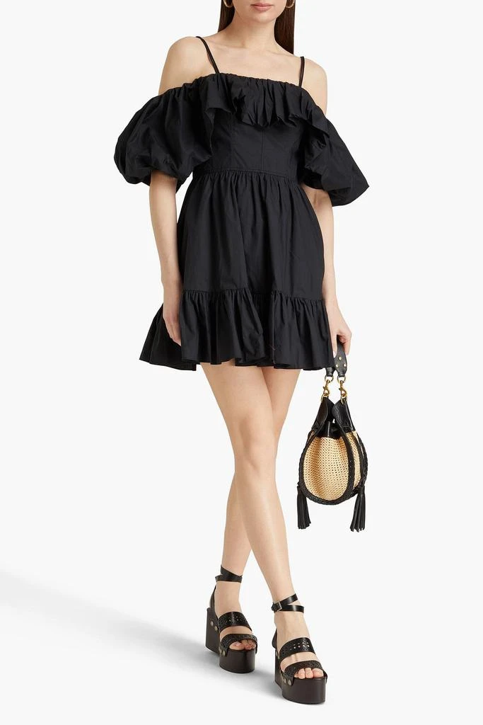 Ulla Johnson Lila cold-shoulder gathered cotton-poplin mini dress 2
