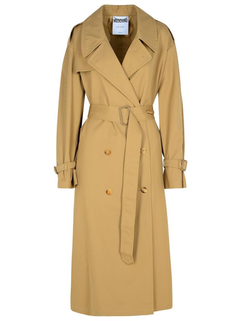 コート MOSCHINO Women Trench Coats V0601 05130082 Beige Moschino Moschino Double Breasted Belted Trench Coat Beige