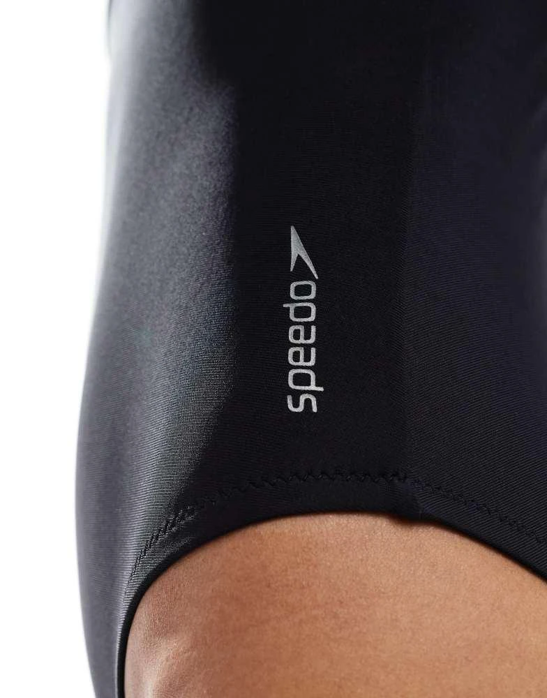 Speedo Speedo Swimsuit solid highneck swimsuit in anthracite 3