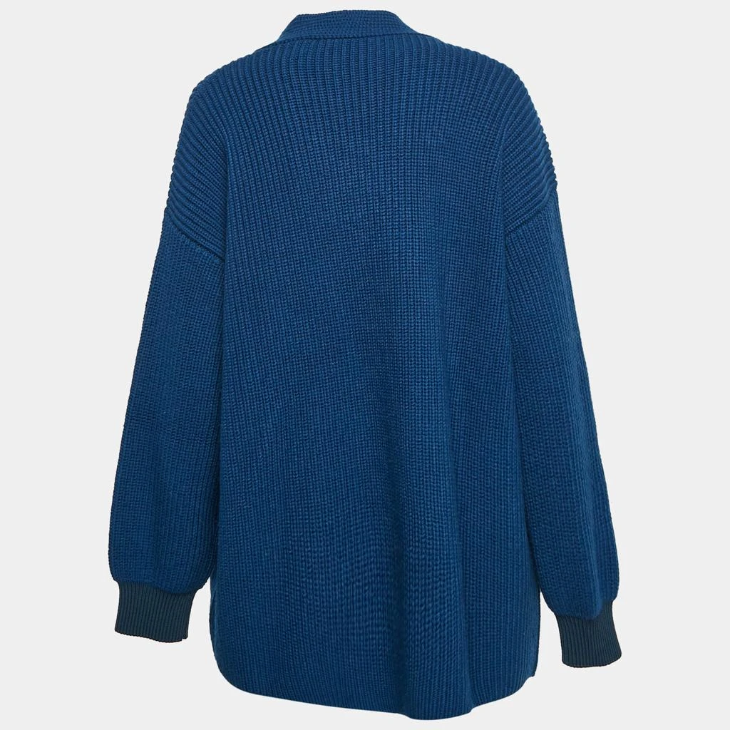 Stella McCartney Stella McCartney Blue Rib Knit Asymmetrical Button Oversized Sweater M 2