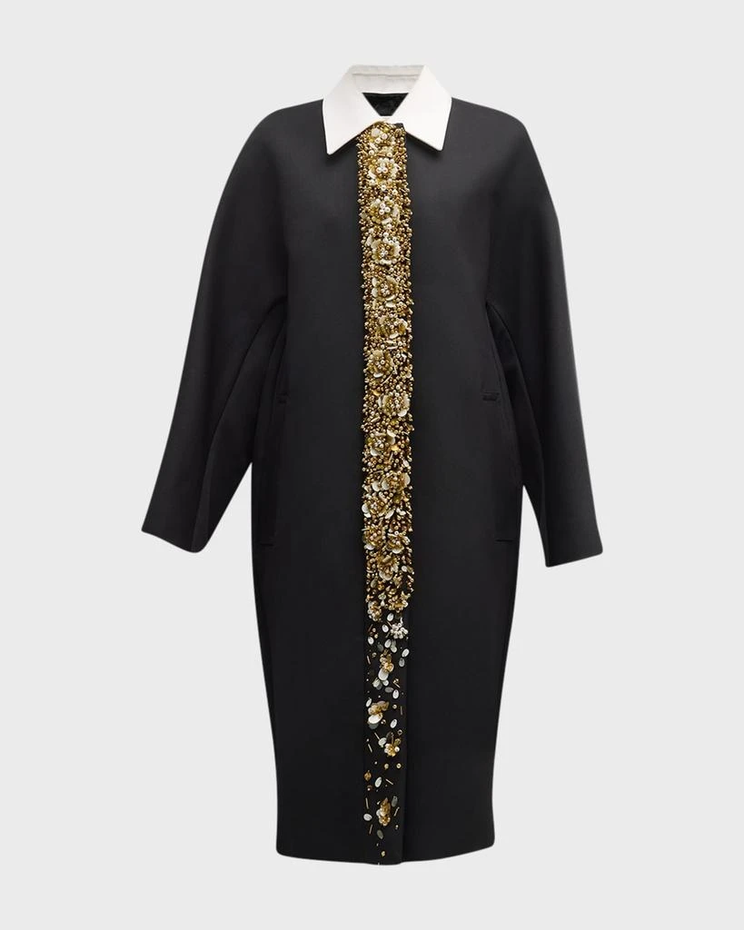 Dries Van Noten Roolsy Embellished Contrast-Collar Long Coat 2