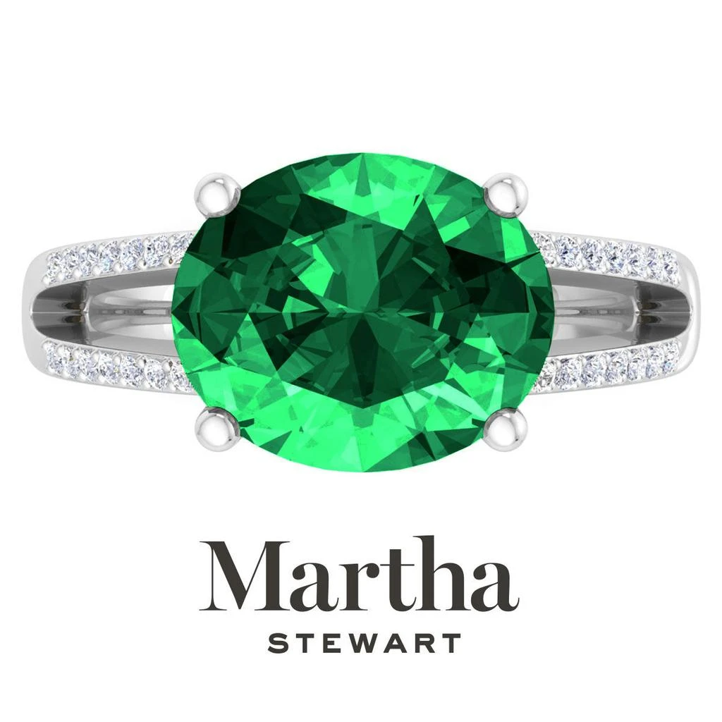 Martha Stewart 4 1/2 Carat Oval Shape Gemstone Ring with Lab Grown Diamonds in Sterling Silver, Choose Your Gemstone 9