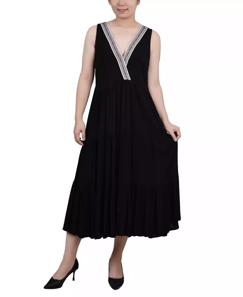 NY Collection Petite Sleeveless Surplice Tiered Dress