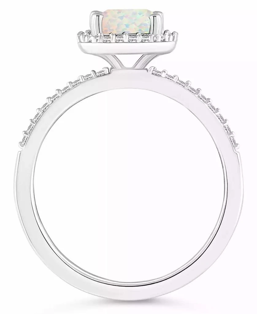 Macy
s Lab-Grown Opal (3/4 ct. t.w.) and Lab-Grown Sapphire (1/4 ct. t.w.) Halo Ring in 10K White Gold 3