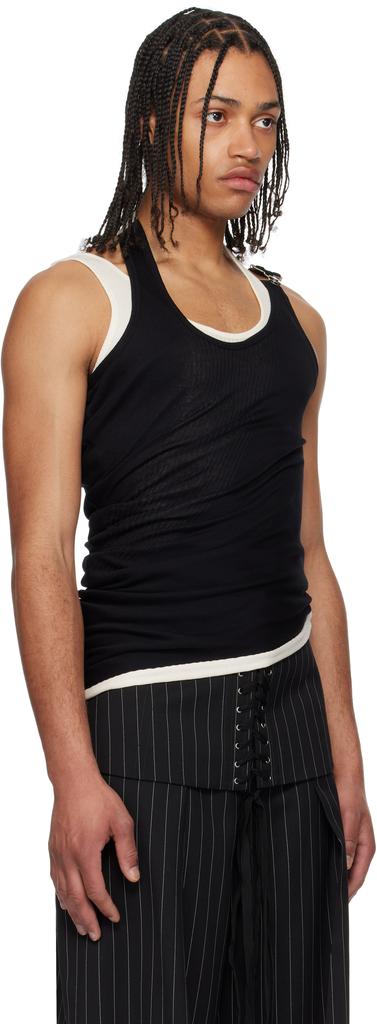 Shop Black & Off-White 'The Draped Double' Tank Top on Sale at