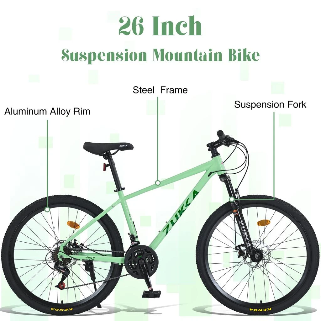 Streamdale Furniture Streamdale Mountain Bike for Men and Women 26 inch 24 Speed Suspension Fork KENDA Tires 2
