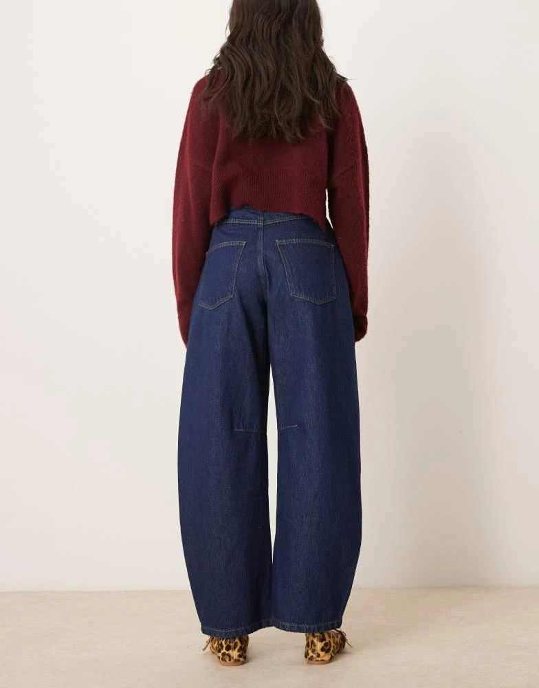 ASOS ASOS DESIGN cropped barrel leg jean with popper details in indigo 2