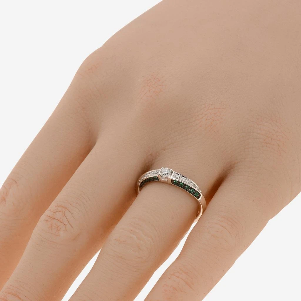 Bliss Bliss By Damiani 18K White Gold, Diamond and Emerald Band Ring Sz 7 20067091 3