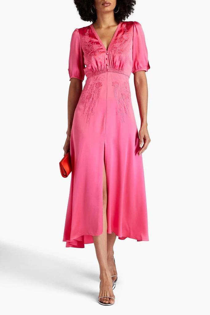 Lea Long B embroidered silk-satin midi dress – On Sale Now with Up