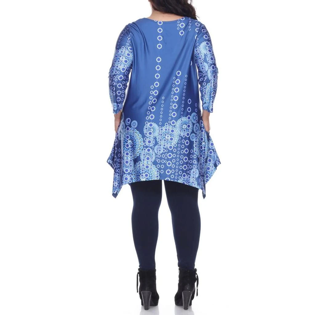White Mark Plus Womens Sharkbite Hem Floral Tunic Top 2