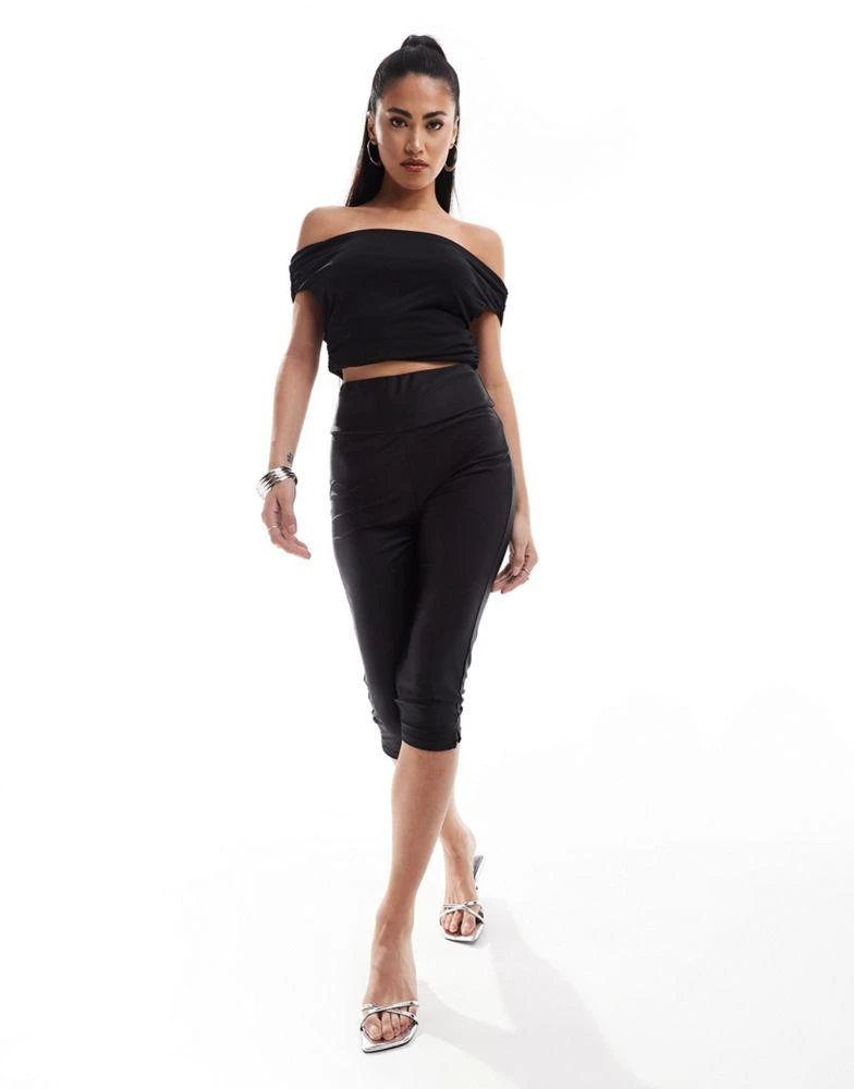 ASOS ASOS DESIGN disco capri legging in black 2