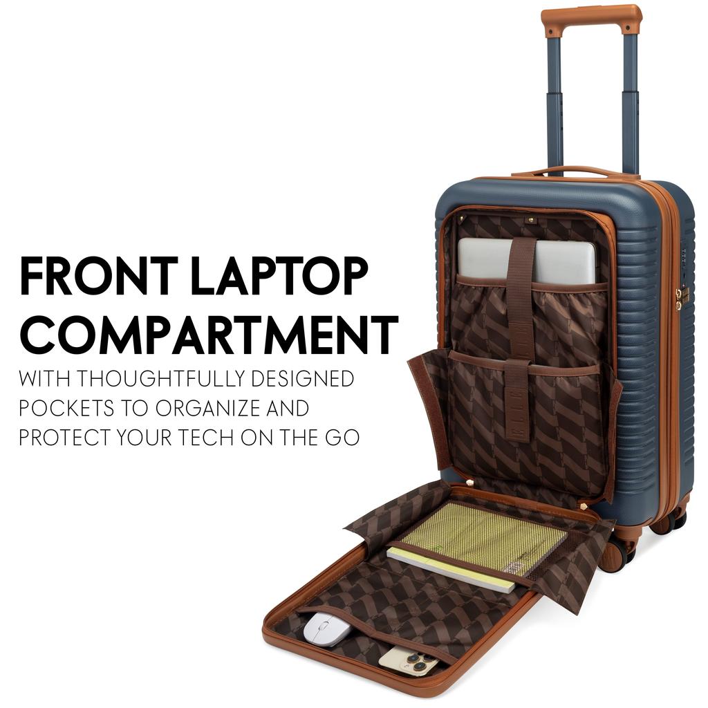 ELLE Escape Expandable Carry-on Suitcase with Front Laptop Pocket | Navy