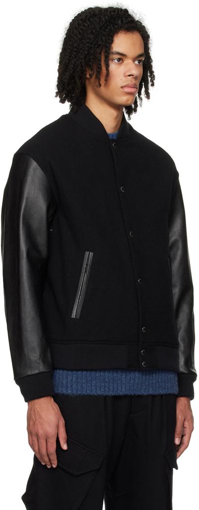 SOPHNET. Black Varsity Bomber Jacket