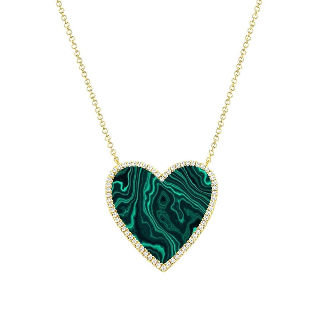 Sabrina Designs 14k Gold Diamond & Malachite Heart Necklace 1