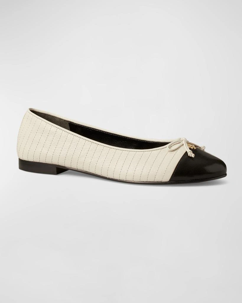 Tory Burch Quilted Bicolor Bow Ballerina Flats 2