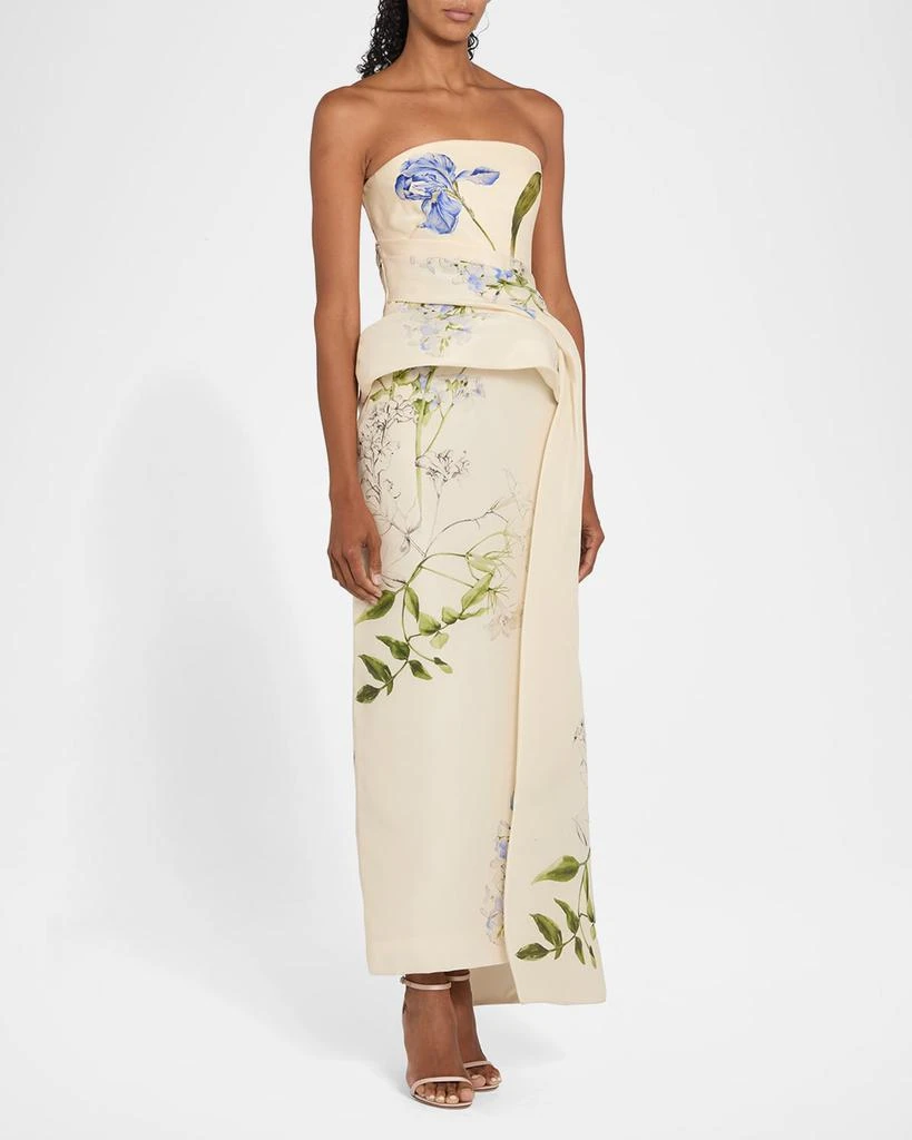 Monique Lhuillier Iris Gazar Silk Strapless Peplum Drape Ankle Gown 4