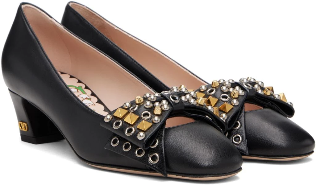 Valentino Black Bowow Kidskin Heels 4