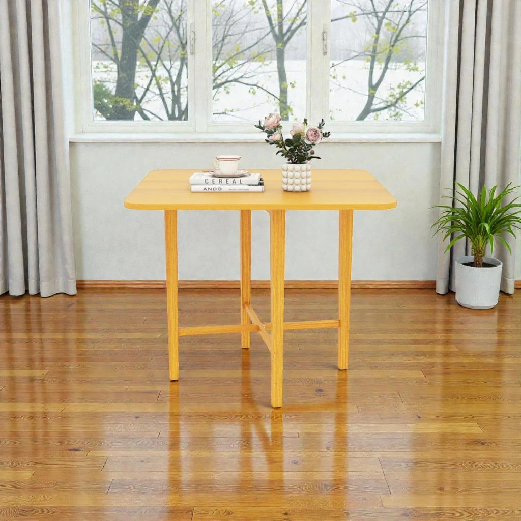 Hivvago Small-Space Friendly Foldable Table Featuring Rubberwood Legs