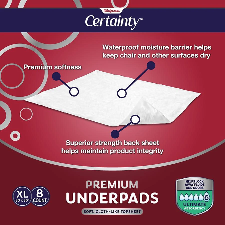 Walgreens Premium Underpads, Day & Night Protection, Ultimate Absorbency X-Large 5