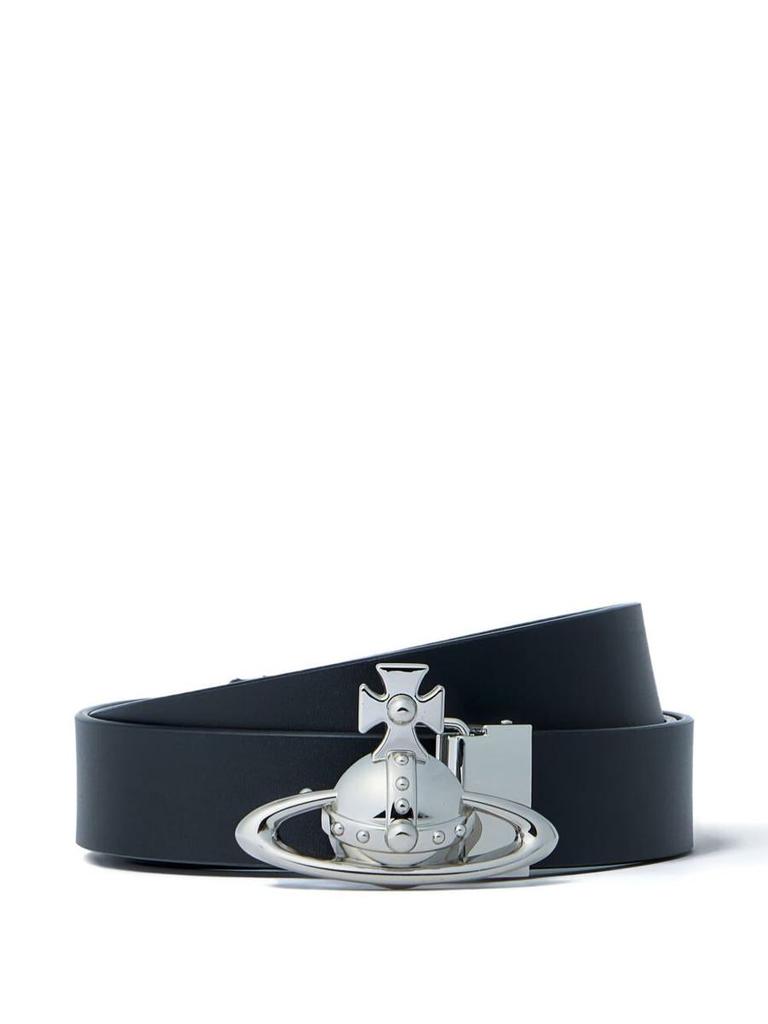 Vivienne Westwood Orb Buckle Palladio Leather Belt - Belts