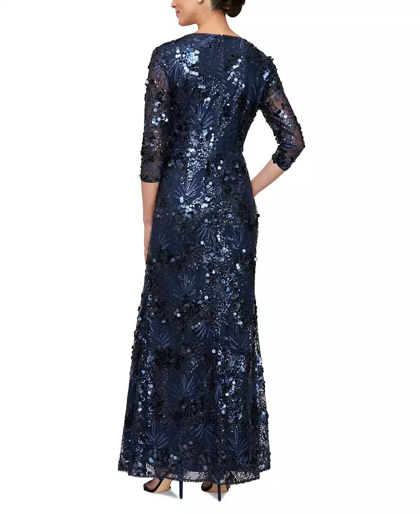 Women's Sequin Embellished Square-Neck 3/4-Sleeve Gown – On Sale