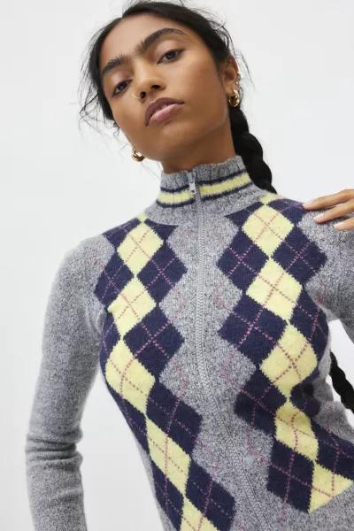 BDG BDG Clarke Argyle Zip-Up Sweater