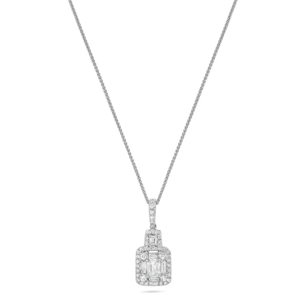 H.J. Namdar 0.75 ct tw Baguette Diamond Cluster Pendant Necklace 14K White Gold Natural Diamonds