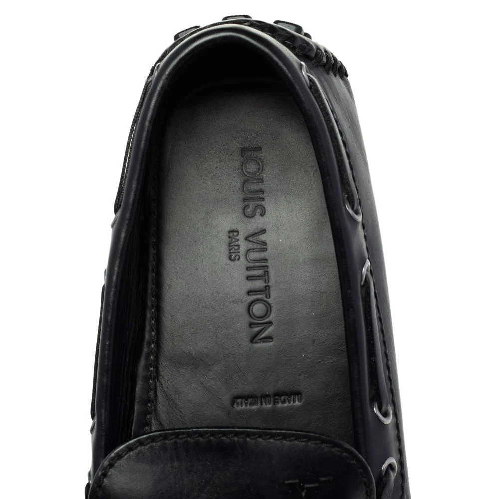 Louis Vuitton Louis Vuitton Black Leather Bow Slip On Loafers Size 43.5 7
